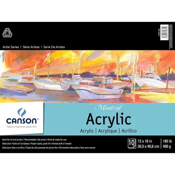 imageCanson Artist Series Acrylic Paper Foldover Pad 16x20 inches 10 Sheets 185lb400g  Artist Paper for Adults and Students12X16