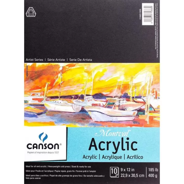 imageCanson Artist Series Acrylic Paper Foldover Pad 16x20 inches 10 Sheets 185lb400g  Artist Paper for Adults and Students9X12