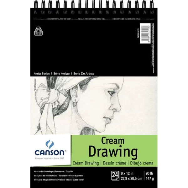 imageCanson Artist Series Drawing Paper Wirebound Pad 9x12 inches 24 Sheets 80lb130g  Artist Paper for Adults and Students  Charcoal Colored Pencil Ink Pastel Marker9x12