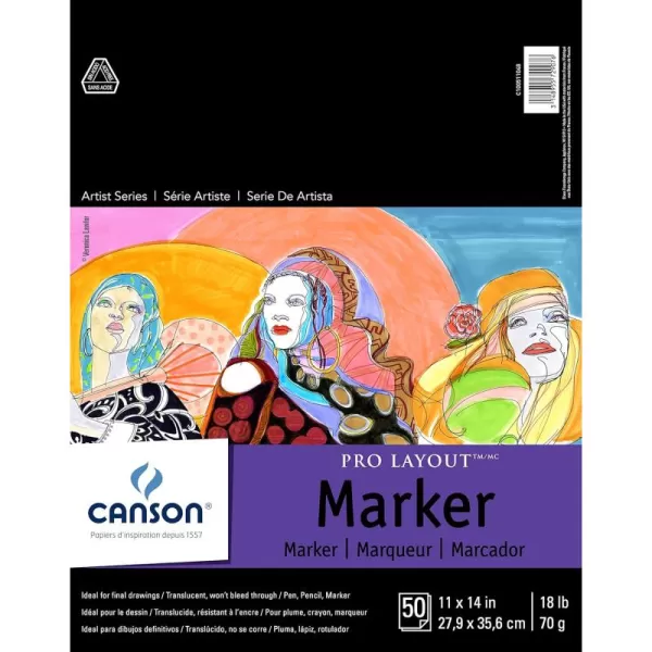 imageCanson Artist Series Pro Layout Marker Paper Foldover Pad 9x12 inches 50 Sheets 18lb70g  Artist Paper for Adults and Students11 x 14