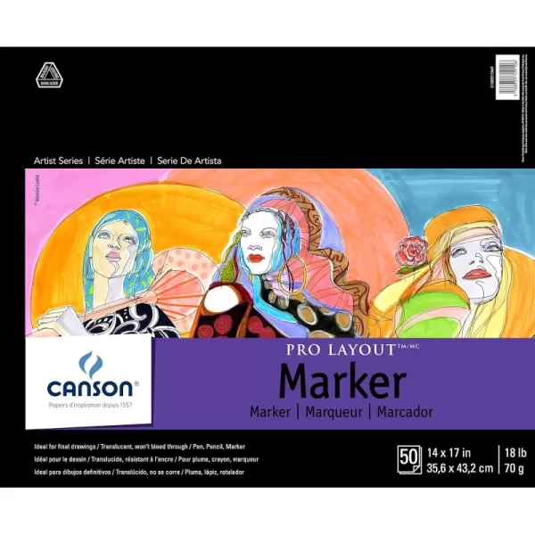 imageCanson Artist Series Pro Layout Marker Paper Foldover Pad 9x12 inches 50 Sheets 18lb70g  Artist Paper for Adults and Students14 x 17