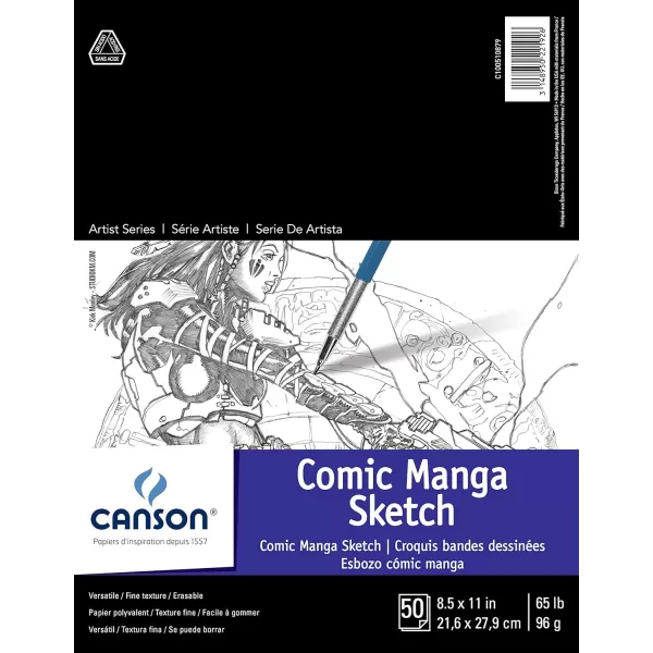 imageCanson Artist Series Comic and Manga Paper Art Board Foldover Pad 5x17 inches 14 Sheets 150lb250g  Artist Paper for Adults and Students  Colored Pencil Marker Ink Pen85x11