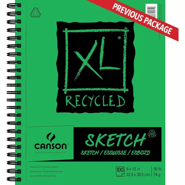 imageCanson XL Series Recycled Paper Sketch Pad Side Wire Bound 50 Pound 9 x 12 Inch 100 Sheets