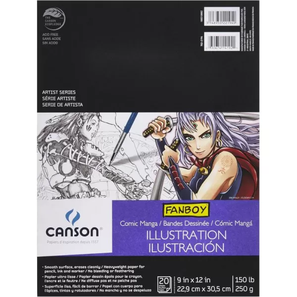 imageCanson Artist Series Comic and Manga Paper Art Board Foldover Pad 5x17 inches 14 Sheets 150lb250g  Artist Paper for Adults and Students  Colored Pencil Marker Ink Pen9x12