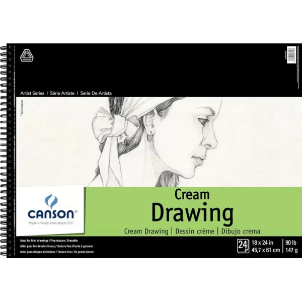 imageCanson Artist Series Drawing Paper Cream Wirebound Pad 9x12 inches 60 Sheets 90lb147g  Artist Paper for Adults and Students  Charcoal Colored Pencil Ink Pastel Marker18x24