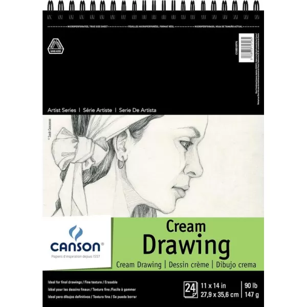 imageCanson Artist Series Drawing Paper Cream Wirebound Pad 9x12 inches 60 Sheets 90lb147g  Artist Paper for Adults and Students  Charcoal Colored Pencil Ink Pastel Marker11x14