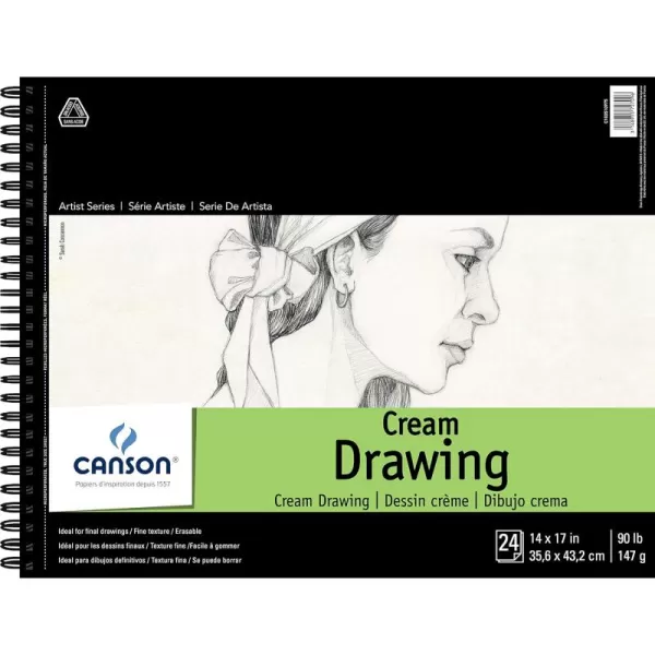 imageCanson Artist Series Drawing Paper Cream Wirebound Pad 9x12 inches 60 Sheets 90lb147g  Artist Paper for Adults and Students  Charcoal Colored Pencil Ink Pastel Marker14x17