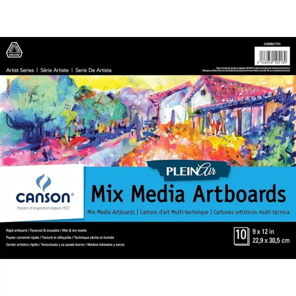 imageCanson Artist Series Plein Air Mixed Media Paper Fold Over Art Board 9x12 inches 10 Sheets  Artist Paper for Adults and Students  Watercolor Gouache Graphite Ink Pencil Marker9 x 12