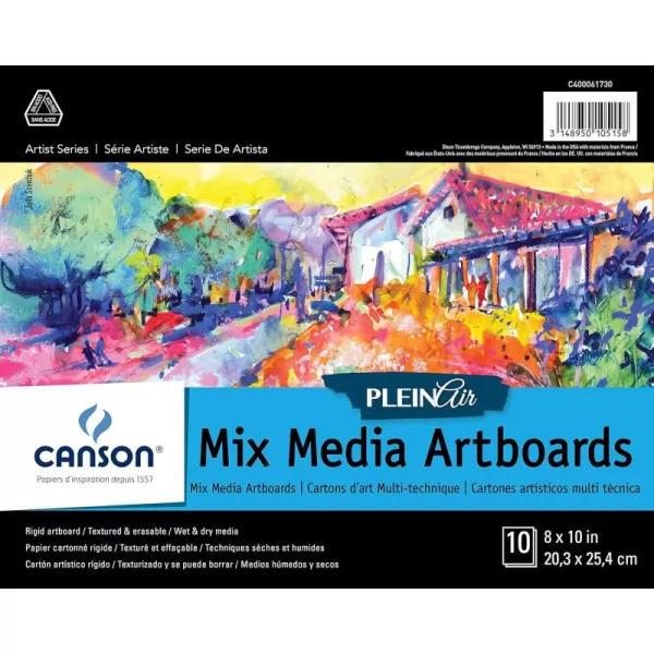 imageCanson Artist Series Plein Air Mixed Media Paper Fold Over Art Board 9x12 inches 10 Sheets  Artist Paper for Adults and Students  Watercolor Gouache Graphite Ink Pencil Marker8 x 10