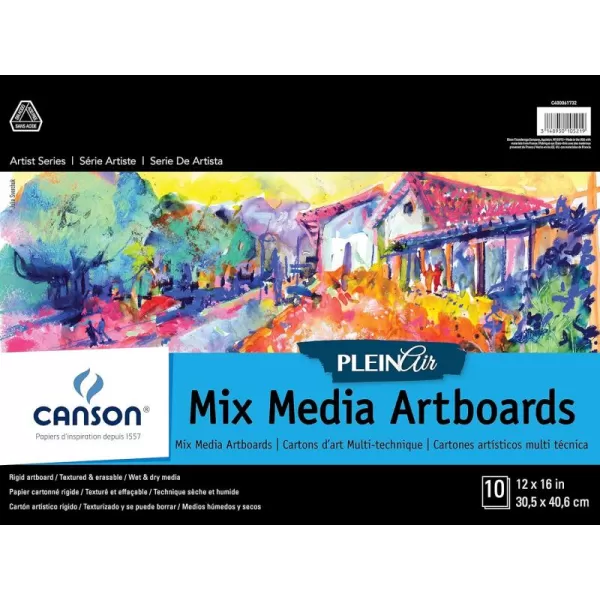 imageCanson Artist Series Plein Air Mixed Media Paper Fold Over Art Board 9x12 inches 10 Sheets  Artist Paper for Adults and Students  Watercolor Gouache Graphite Ink Pencil Marker12 x 16