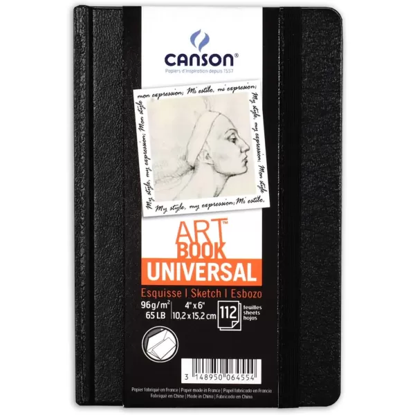 imageCanson Universal Art Book Blank Acid Free Paper with Pocket Elastic Closure and Stitch Binding Hardbound 65 Pound 85 x 11 Inch 112 Sheets4 x 6