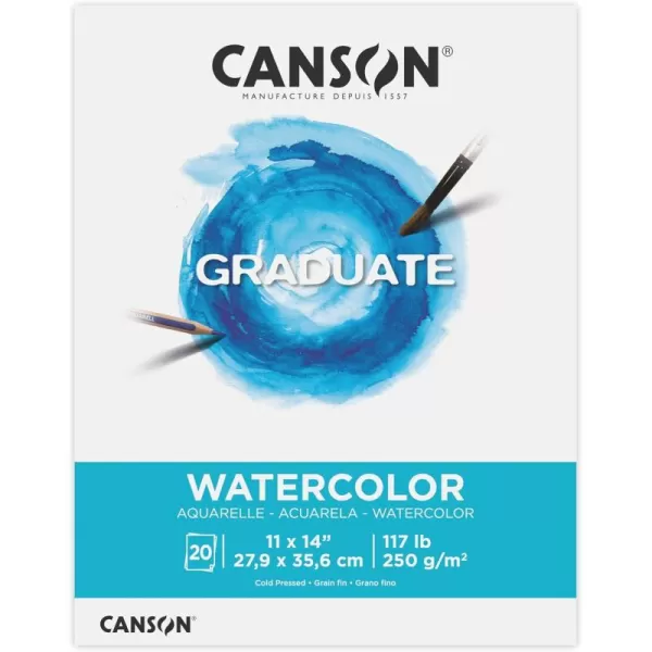 imageCanson Graduate Watercolor Pad Foldover 11x14 inch 20 Sheets  Artist Paper for Adults and Students  Painting Gouache Mixed Media and Ink11x14 inch