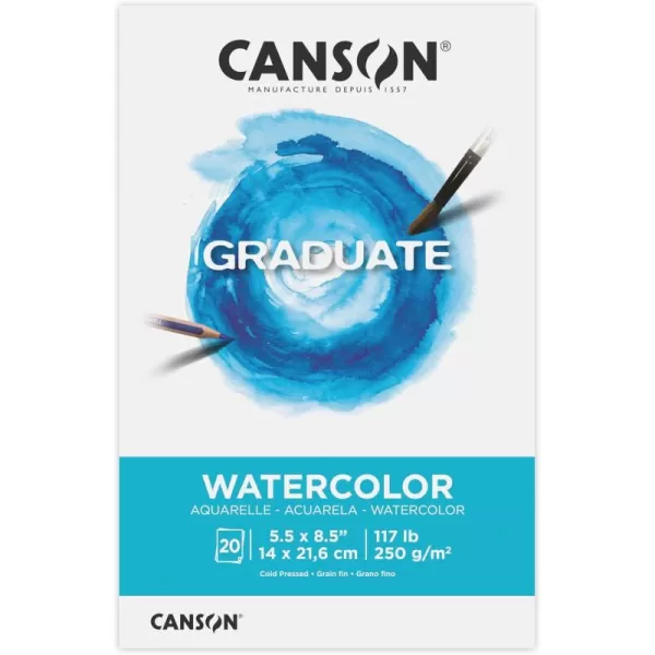 imageCanson Graduate Watercolor Pad Foldover 11x14 inch 20 Sheets  Artist Paper for Adults and Students  Painting Gouache Mixed Media and Ink55x85 inch