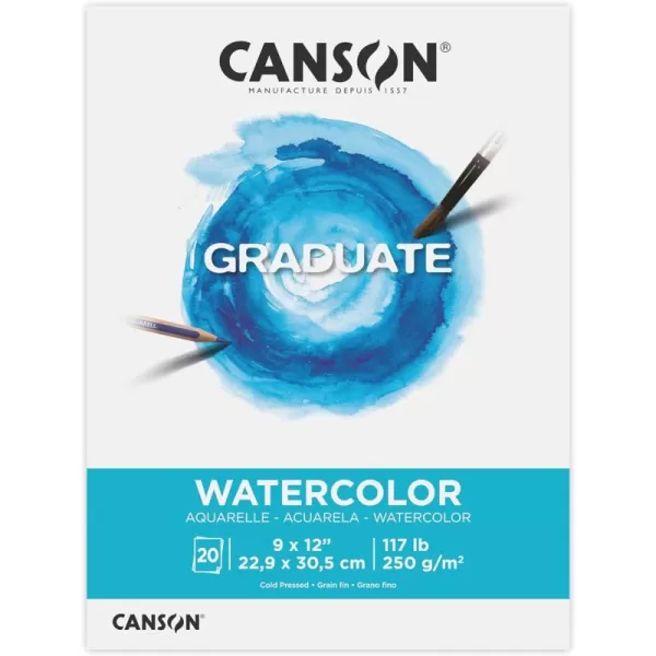 imageCanson Graduate Watercolor Pad Foldover 11x14 inch 20 Sheets  Artist Paper for Adults and Students  Painting Gouache Mixed Media and Ink9x12 inch