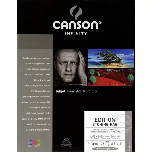 imageCanson Infinity Edition Etching Rag Fine Art Paper Acid Free for Printmaking 85 x 11 Inch Bright White 25 Sheets