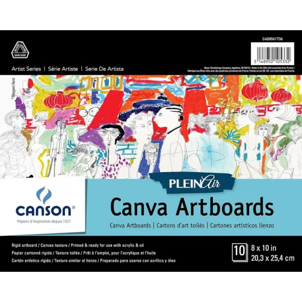 imageCanson Plein Air Canva Rigid Art Paints or Sticks Oil and Acrylic 8 x 10 Inch Set of 10 Boards 8quot x 10quot 08 x 10