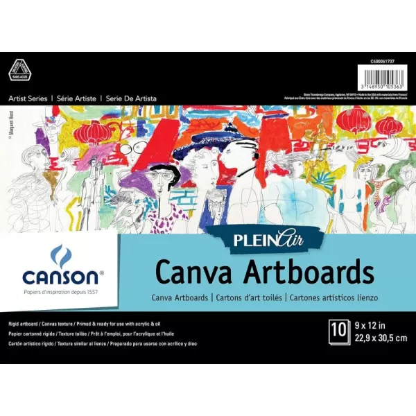 imageCanson Plein Air Canva Rigid Art Paints or Sticks Oil and Acrylic 8 x 10 Inch Set of 10 Boards 8quot x 10quot 09 x 12