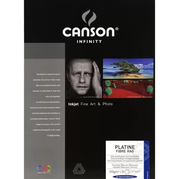 imageCanson Infinity Platine Fibre Rag Fine Art Paper 310 Gram  11 x 17 Inch 25 Sheets11X17