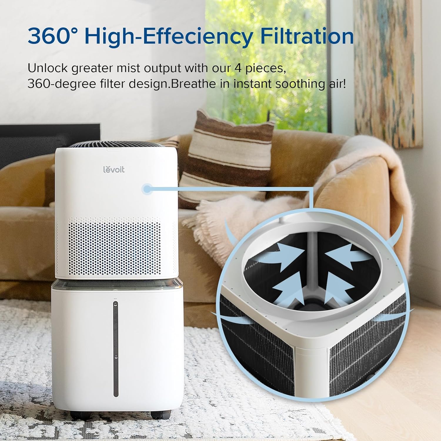imageLEVOIT 4Pack Replacement Filters for Superior 6000S Smart Evaporative Humidifier Captures Large Particles ampamp Minerals Extends Filter Life up to 6 Months GrayGray