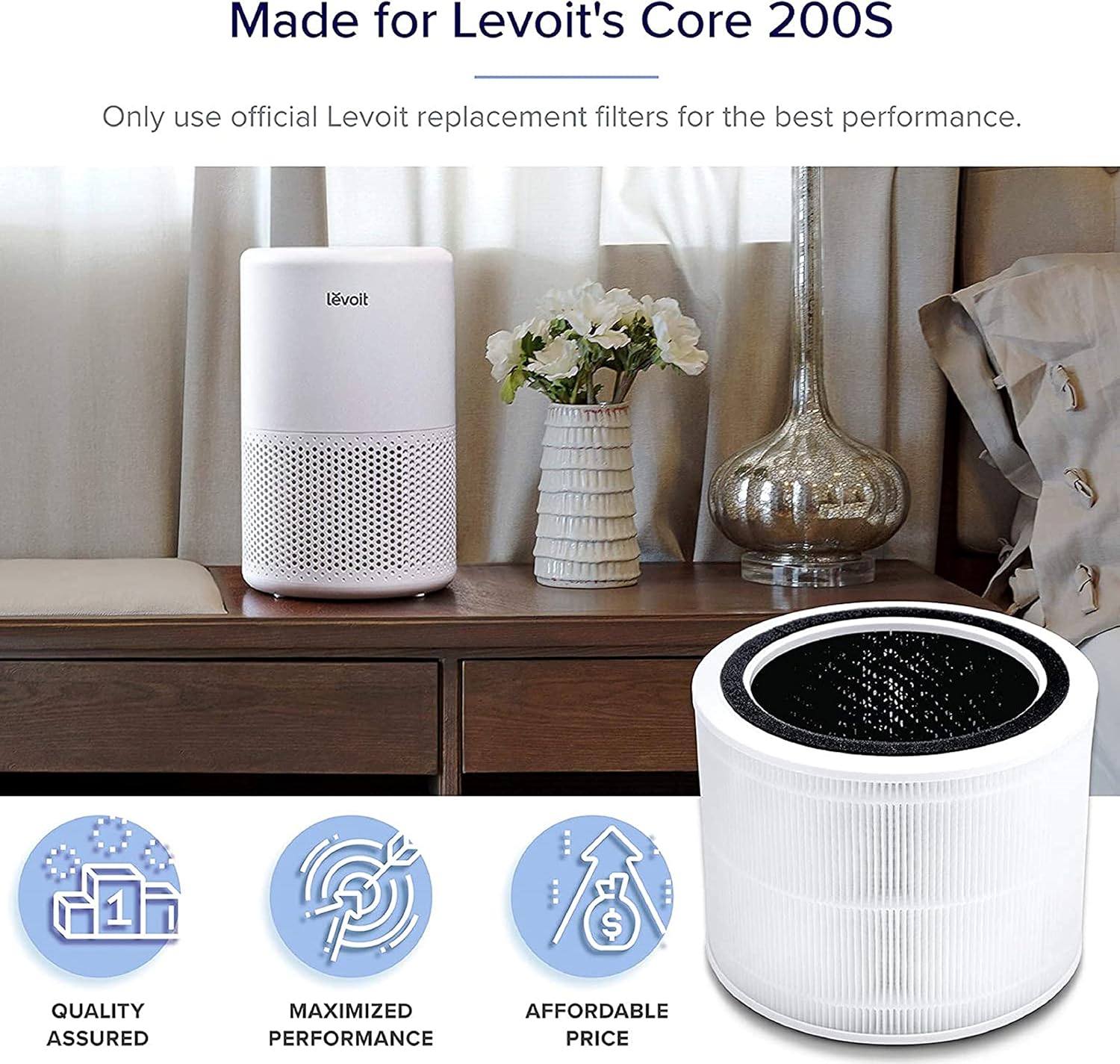imageLEVOIT Core 200SP Air Purifier Replacement Filter 3in1 Filter HighEfficiency Activated Carbon Core 200SRF 1 Pack White2 Pack