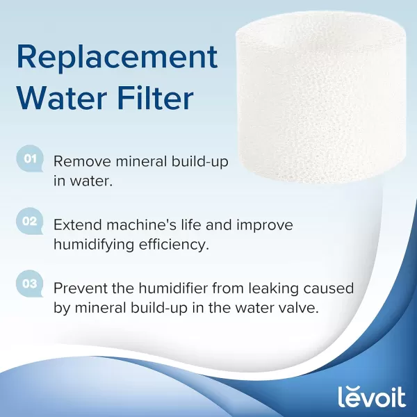 imageLEVOIT 10Pack Top Fill Humidifier Replacement Filters Capture Particles to Improve Humidification Efficiency for Classic160 Dual150 Dual200S Classic300S LV600S OasisMist450S Superior6000SWhite