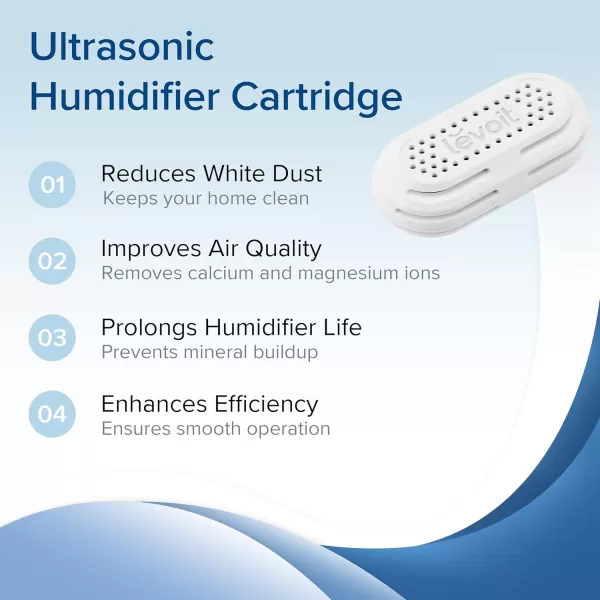 imageLEVOIT 3Pack Humidifier Water Softener Demineralization Cartridge Compatible with All Top Fill Humidifiers Calcium and Magnesium Ion Softening Ultrasonic Welding Design APP Reminder