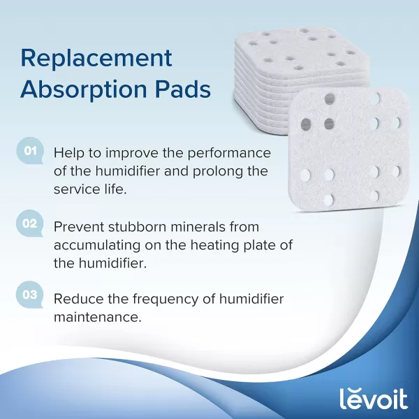 imageLEVOIT Humidifier Replacement Filters 10Pack Mineral Absorption PadCompatible with LV600SLV600HHOasisMist450SCapture Fine Particles in Water Tank to Improve Humidification EfficiencyWhite18x24