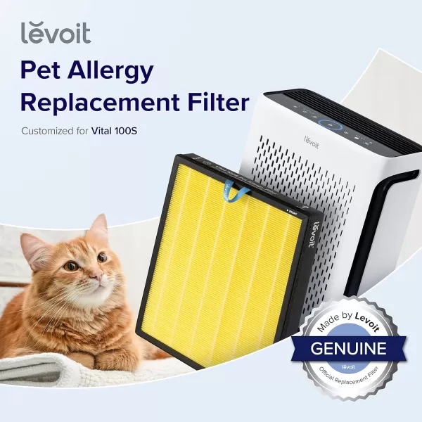 imageLEVOIT Vital 100S Smoke Remover Air Purifier Replacement 3in1 HEPA HighEfficiency Activated Carbon Filter Vital 100SRFSR LRFV102BUS 1 Pack BluePet Allergy Replacement Filter