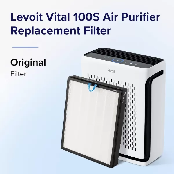 imageLEVOIT Vital 100S Smoke Remover Air Purifier Replacement 3in1 HEPA HighEfficiency Activated Carbon Filter Vital 100SRFSR LRFV102BUS 1 Pack BlueVital 100SRF