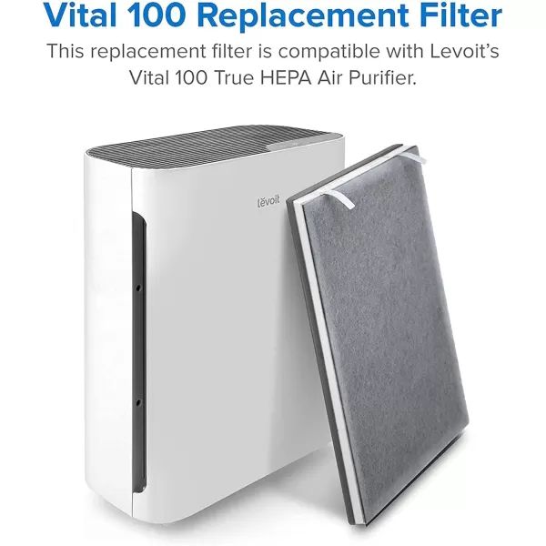 imageLEVOIT Vital100 Air Purifier Replacement HighEfficiency Activated Carbon Filter Vital 100RF 1 Pack White1 Pack