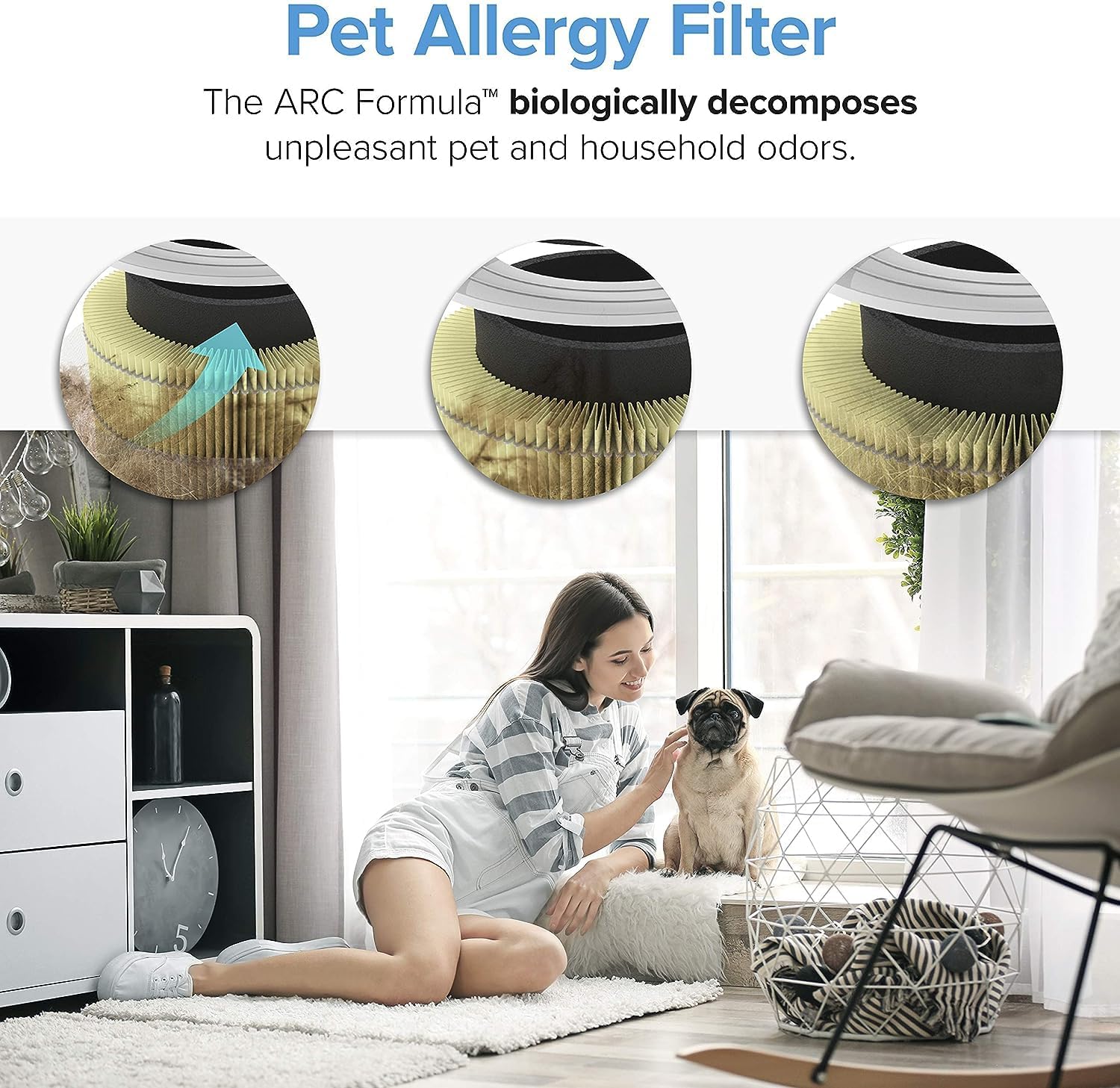 imageLEVOIT Core 300P Air Purifier Pet Allergy Replacement Filter 3in1 Filter Efficiency Activated Carbon Core300RFPA 1 Pack YellowPet Allergy Filter