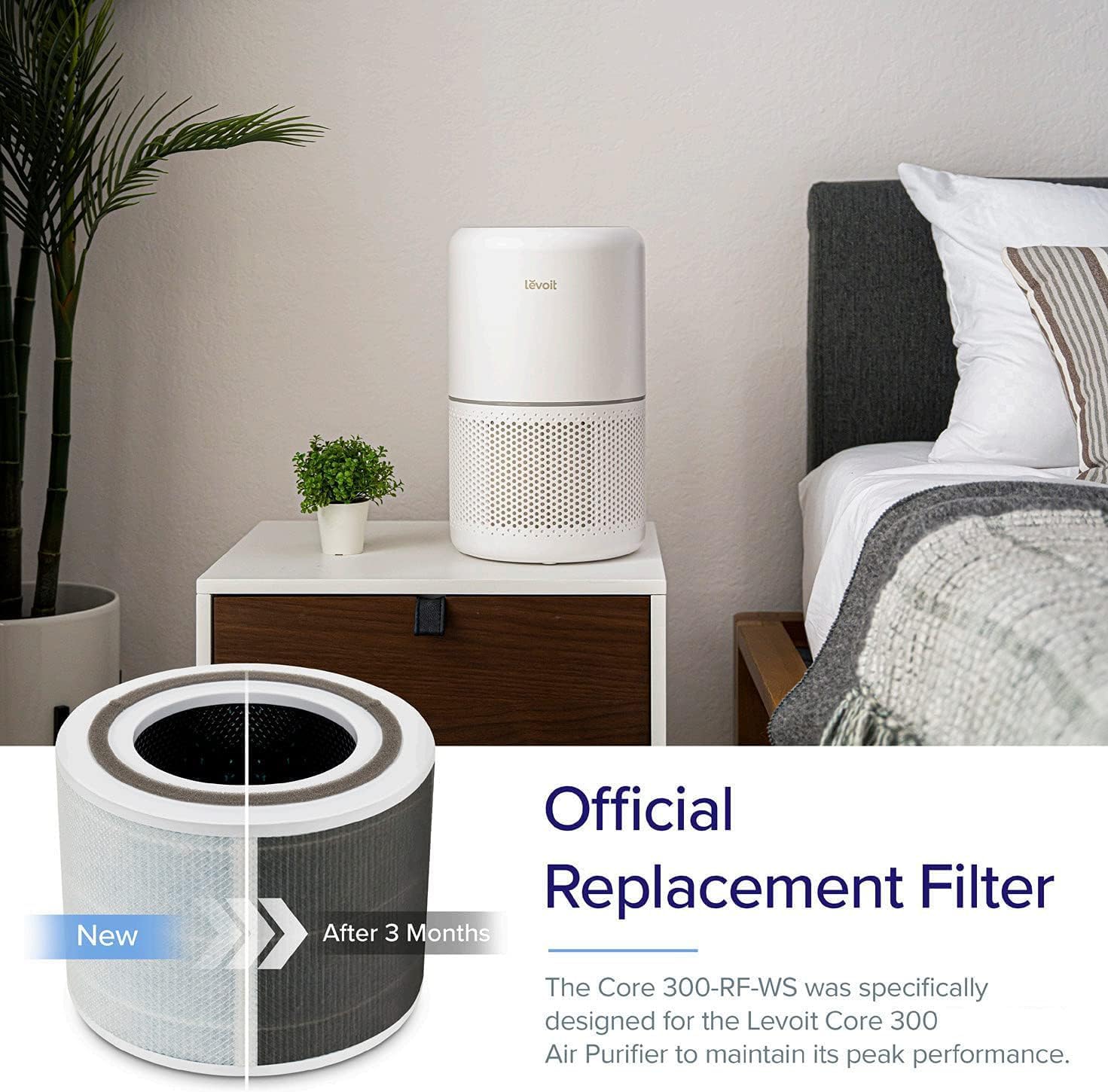 imageLEVOIT Core 300P Air Purifier Pet Allergy Replacement Filter 3in1 Filter Efficiency Activated Carbon Core300RFPA 1 Pack YellowSmoke Remover Filter