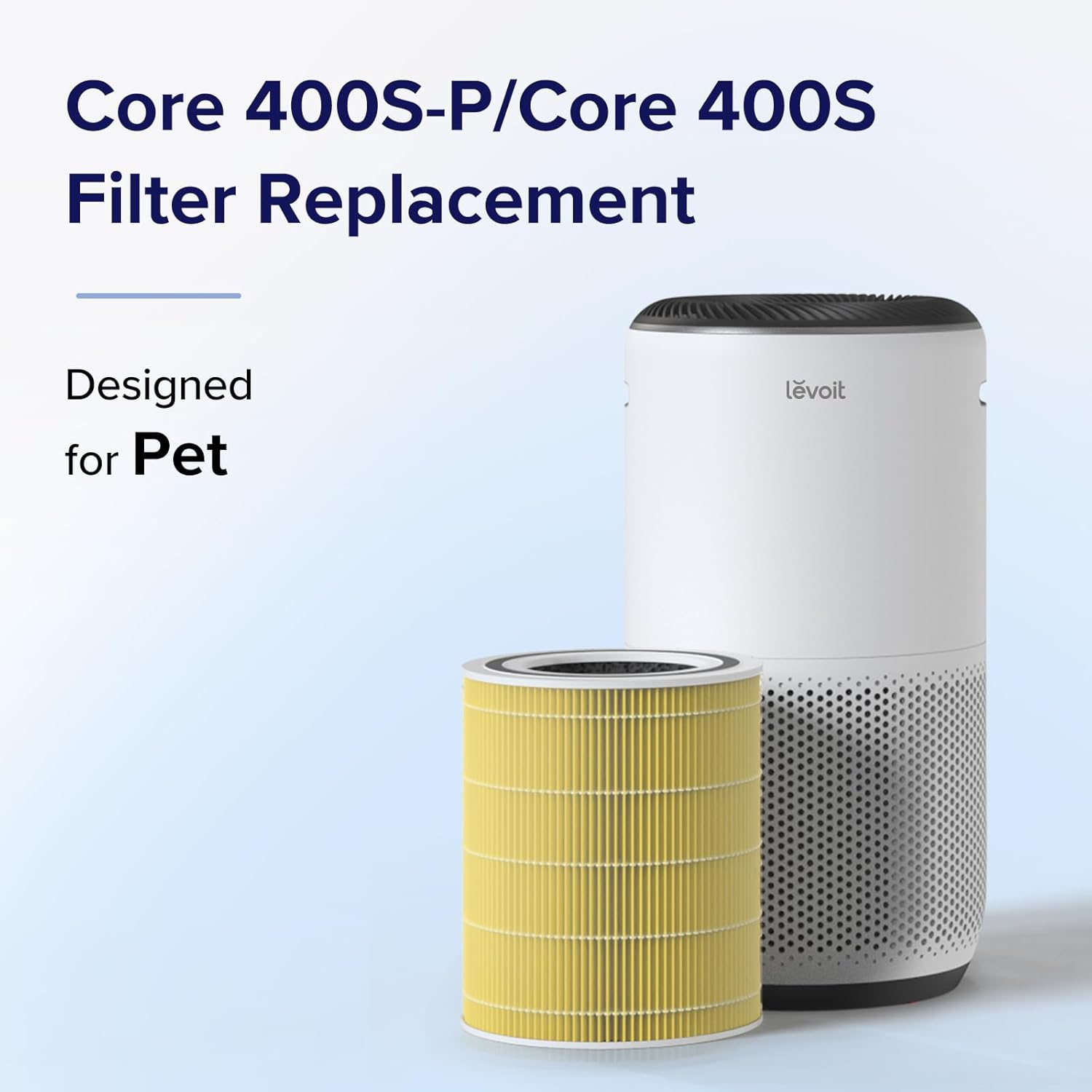 imageLEVOIT Core 400S Air Purifier Smoke Remover 4in1 Replacement Filter Activated Carbon Core400SRFSR LRFC401BUS 1 Pack BluePet Allergy