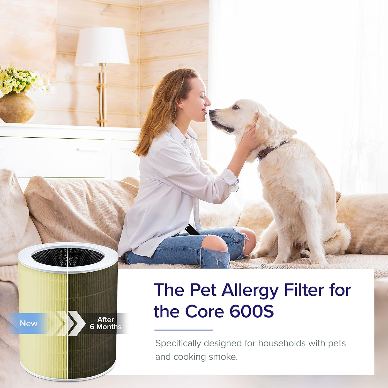 imageLEVOIT Core 600S Air Purifier Smoke Remover Replacement Filter 4in1 Filter and Activated Carbon Core 600SRFSR 1 PackPet Allergy