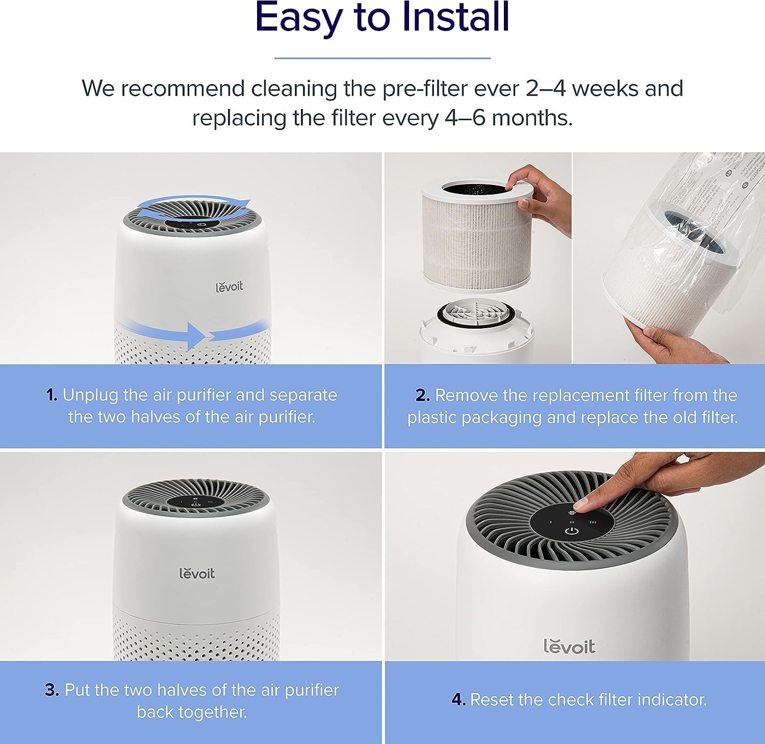 imageLEVOIT Core MiniP Air Purifier Replacement Filter 3in1 HighEfficiency Activated Carbon Core MiniRF 1 Pack White1 Pack