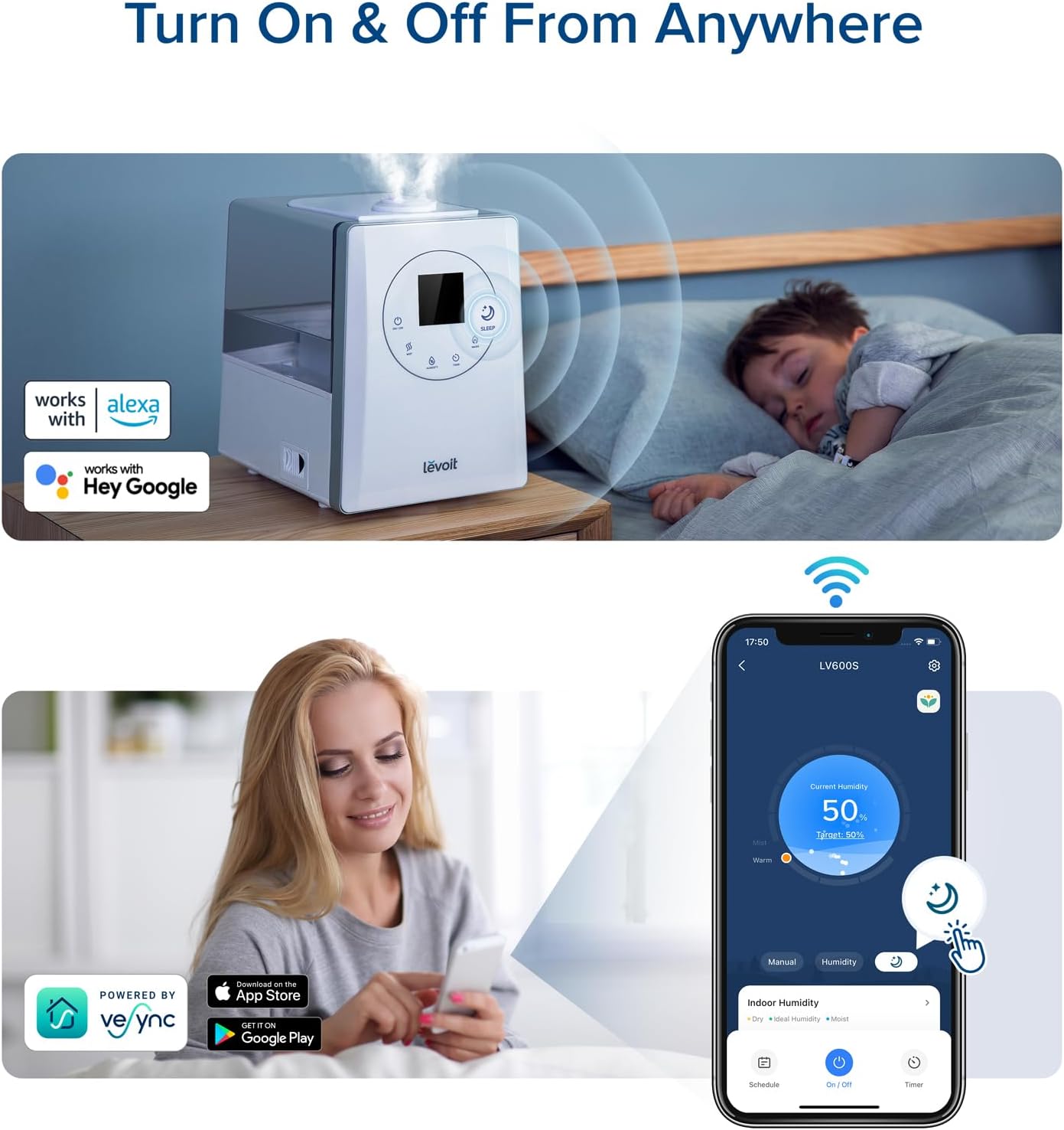 imageLEVOIT Superior 6000S Smart Evaporative Humidifiers for Home Whole House up to 3000ft 6 Gal Last 72Hour Premium Filter Dry Mode Wheels ampamp Water Fill Hose ampamp Foldable Storage  Quiet Sleep ModeSmart WarmCool Mist Ultrasonic Humidifier