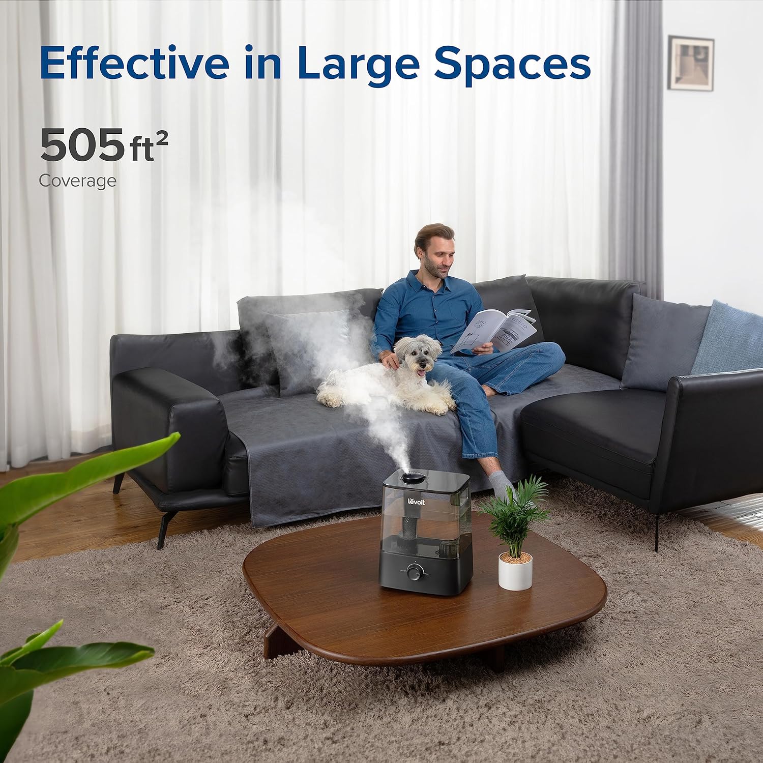 imageLEVOIT Superior 6000S Smart Evaporative Humidifiers for Home Whole House up to 3000ft 6 Gal Last 72Hour Premium Filter Dry Mode Wheels ampamp Water Fill Hose ampamp Foldable Storage  Quiet Sleep ModeCool Mist Ultrasonic Humidifier