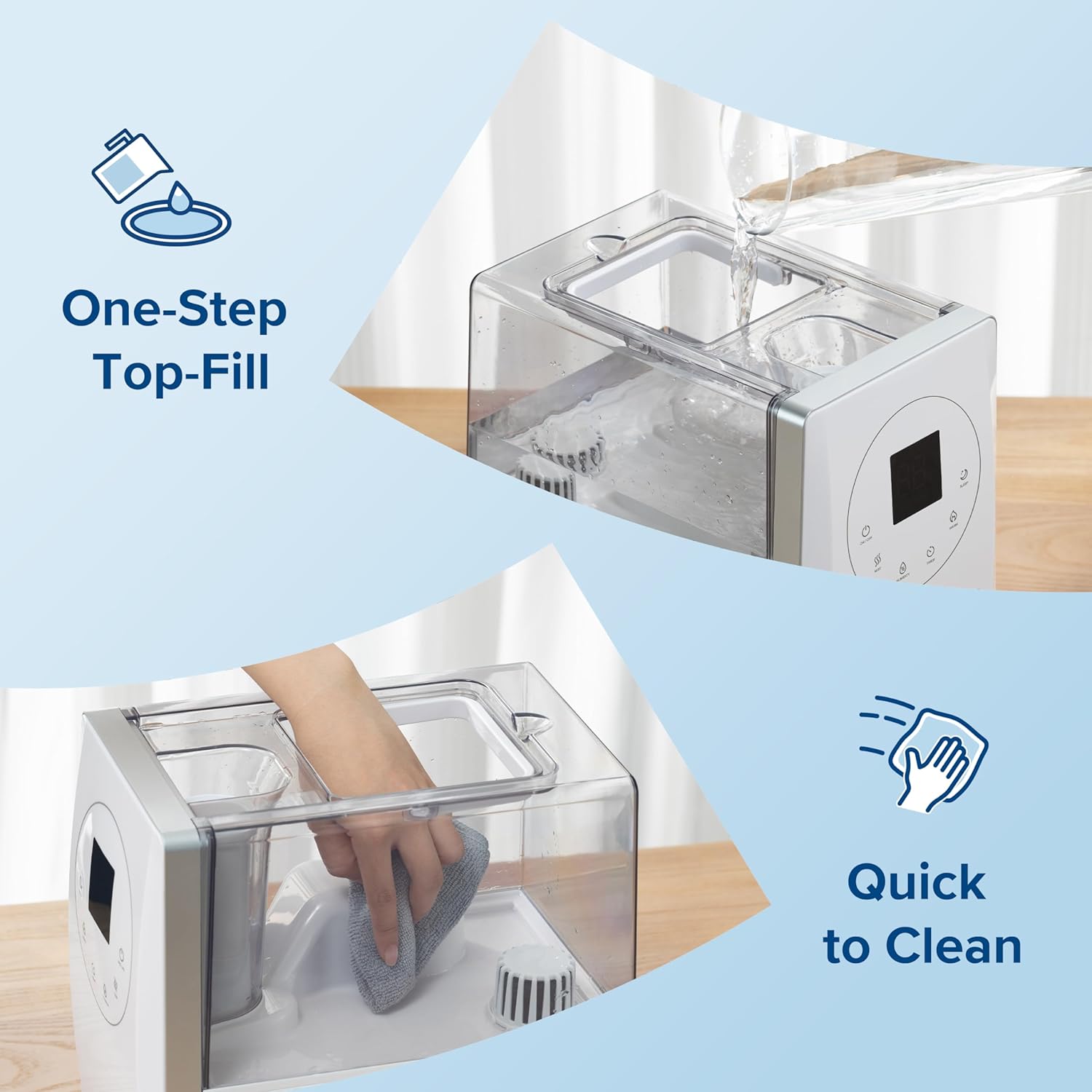 imageLEVOIT Superior 6000S Smart Evaporative Humidifiers for Home Whole House up to 3000ft 6 Gal Last 72Hour Premium Filter Dry Mode Wheels ampamp Water Fill Hose ampamp Foldable Storage  Quiet Sleep ModeSmart WarmCool Mist Ultrasonic Humidifier