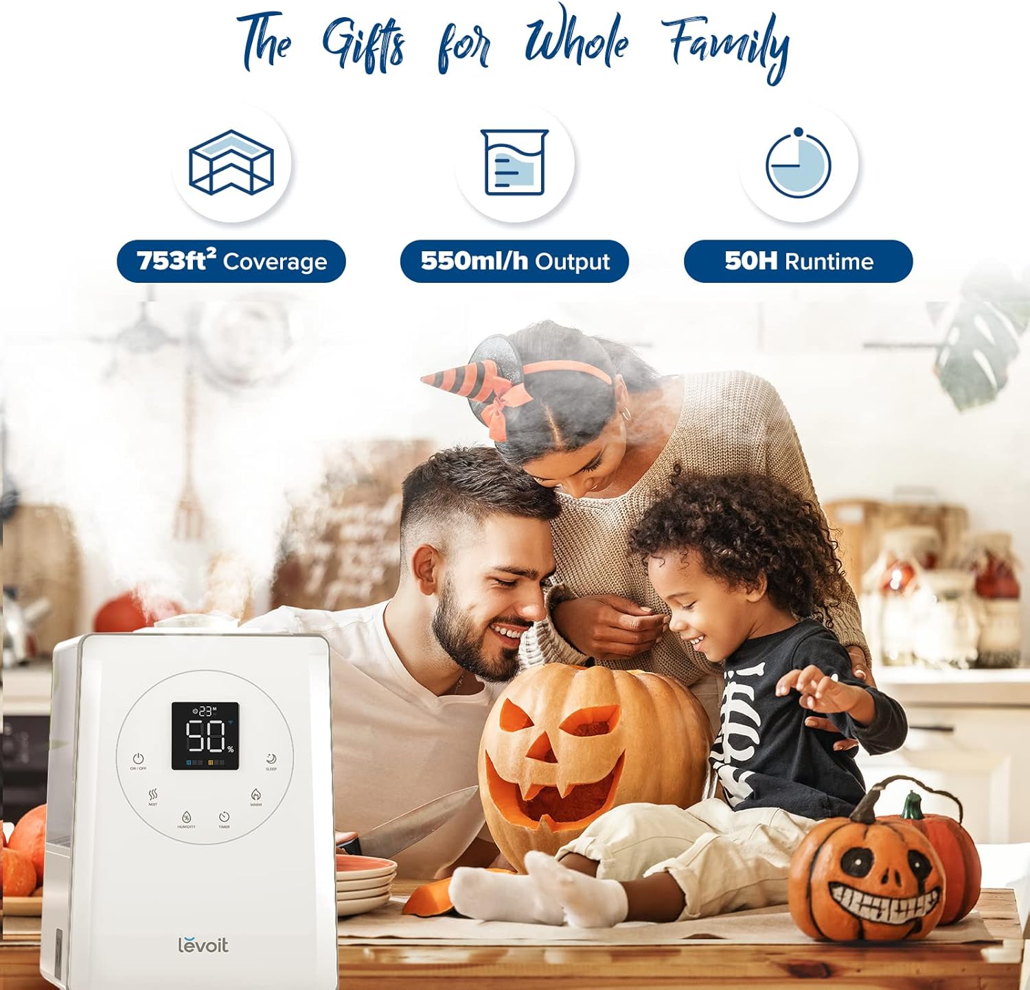 imageLEVOIT Superior 6000S Smart Evaporative Humidifiers for Home Whole House up to 3000ft 6 Gal Last 72Hour Premium Filter Dry Mode Wheels ampamp Water Fill Hose ampamp Foldable Storage  Quiet Sleep ModeSmart WarmCool Mist Ultrasonic Humidifier