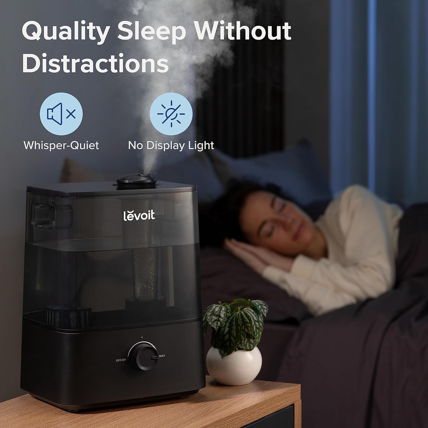 imageLEVOIT Superior 6000S Smart Evaporative Humidifiers for Home Whole House up to 3000ft 6 Gal Last 72Hour Premium Filter Dry Mode Wheels ampamp Water Fill Hose ampamp Foldable Storage  Quiet Sleep ModeCool Mist Ultrasonic Humidifier