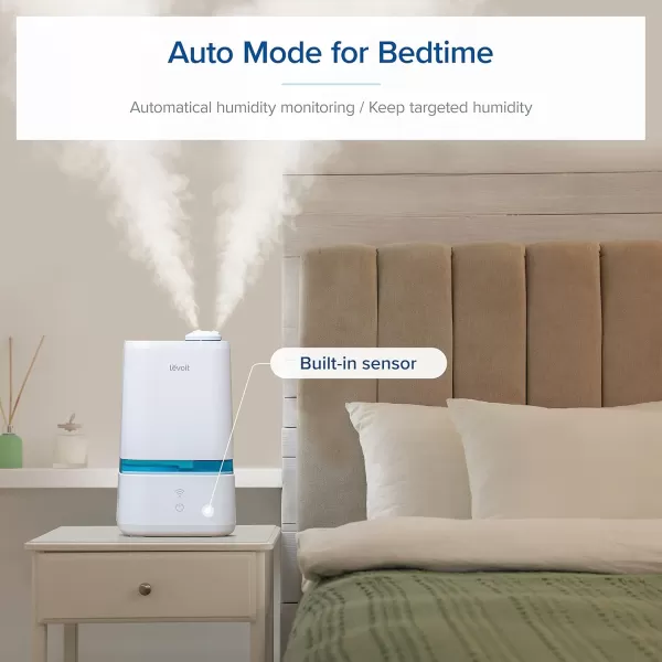 imageLEVOIT 4L Smart Cool Mist Humidifier for Home Bedroom with Essential Oils Customize Humidity for Baby ampamp Plants APP ampamp Voice Control Schedule Timer Last up to 40Hrs Whisper Quiet Handle DesignWhite and Blue