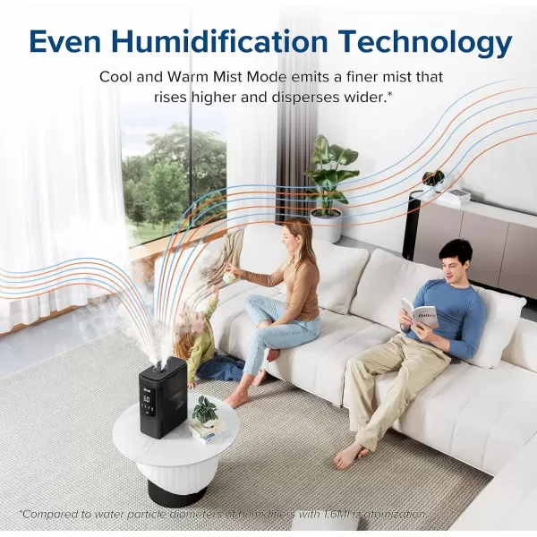 imageLEVOIT 6L Smart Warm and Cool Mist Humidifiers for Home Bedroom 60H Runtime and Auto Customized Humidity for Large room Schedule Easy Top Fill Essential Oil Diffuser WhisperQuiet Handle BlackSmart CoolWarm Mist