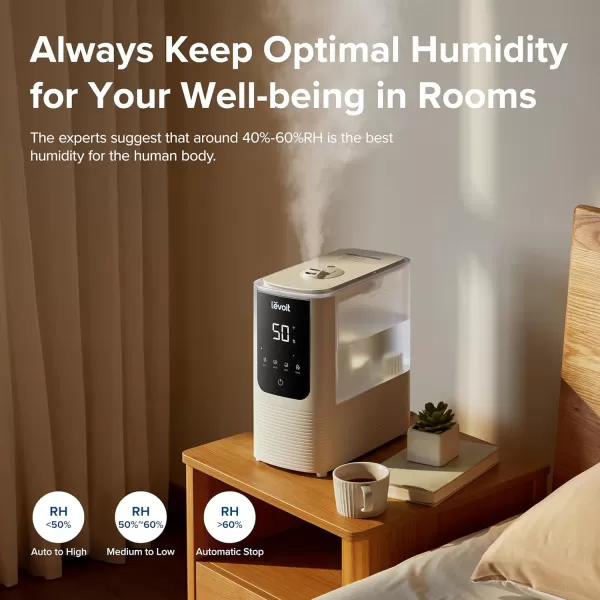 imageLEVOIT 6L Smart Warm and Cool Mist Humidifiers for Home Bedroom 60H Runtime and Auto Customized Humidity for Large room Schedule Easy Top Fill Essential Oil Diffuser WhisperQuiet Handle BlackSmart CoolWarm Mist