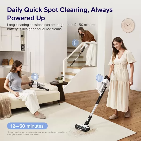 imageLEVOIT Cordless Vacuum Cleaner Stick Vac with TangleResistant Design Up to 50 Minutes Powerful Suction Rechargeable Lightweight and Versatile for Carpet Hard Floor Pet Hair Black ampamp WhiteLVAC200
