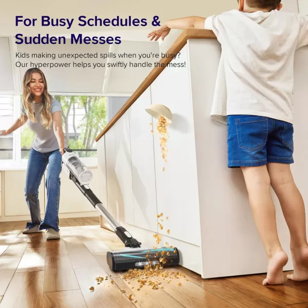 imageLEVOIT Cordless Vacuum Cleaner Stick Vac with TangleResistant Design Up to 50 Minutes Powerful Suction Rechargeable Lightweight and Versatile for Carpet Hard Floor Pet Hair Black ampamp WhiteLVAC200