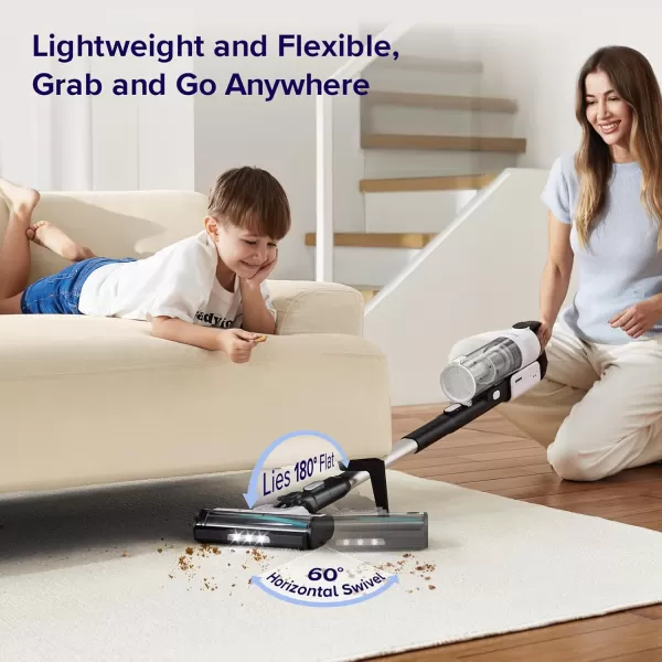 imageLEVOIT Cordless Vacuum Cleaner Stick Vac with TangleResistant Design Up to 50 Minutes Powerful Suction Rechargeable Lightweight and Versatile for Carpet Hard Floor Pet Hair Black ampamp WhiteLVAC200
