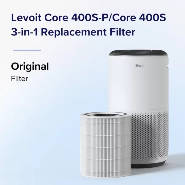 imageLEVOIT Core 400S Air Purifier Smoke Remover 4in1 Replacement Filter Activated Carbon Core400SRFSR LRFC401BUS 1 Pack BlueOriginal Filter