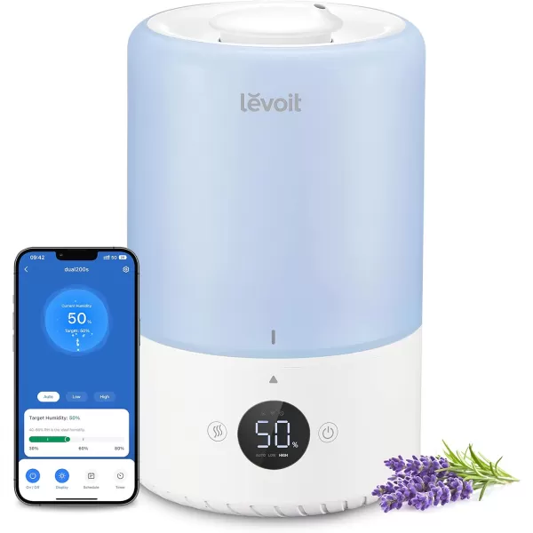 imageLEVOIT Humidifiers for Bedroom Quiet 3L Water Tank Cool Mist Top Fill Essential Oil Diffuser with 25Watt for Home Large Room 360 Nozzle Rapid Ultrasonic Humidification for Baby Nursery and PlantBlue