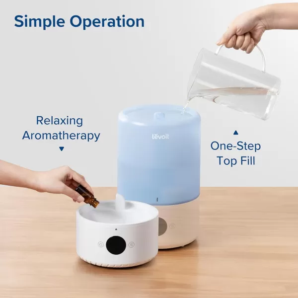 imageLEVOIT Humidifiers for Bedroom Quiet 3L Water Tank Cool Mist Top Fill Essential Oil Diffuser with 25Watt for Home Large Room 360 Nozzle Rapid Ultrasonic Humidification for Baby Nursery and PlantBlue