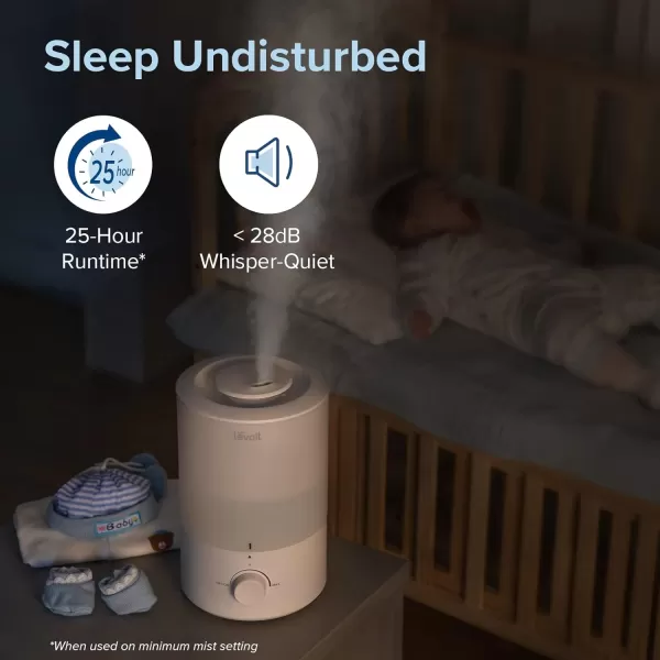 imageLEVOIT Humidifiers for Bedroom Quiet 3L Water Tank Cool Mist Top Fill Essential Oil Diffuser with 25Watt for Home Large Room 360 Nozzle Rapid Ultrasonic Humidification for Baby Nursery and PlantWhite